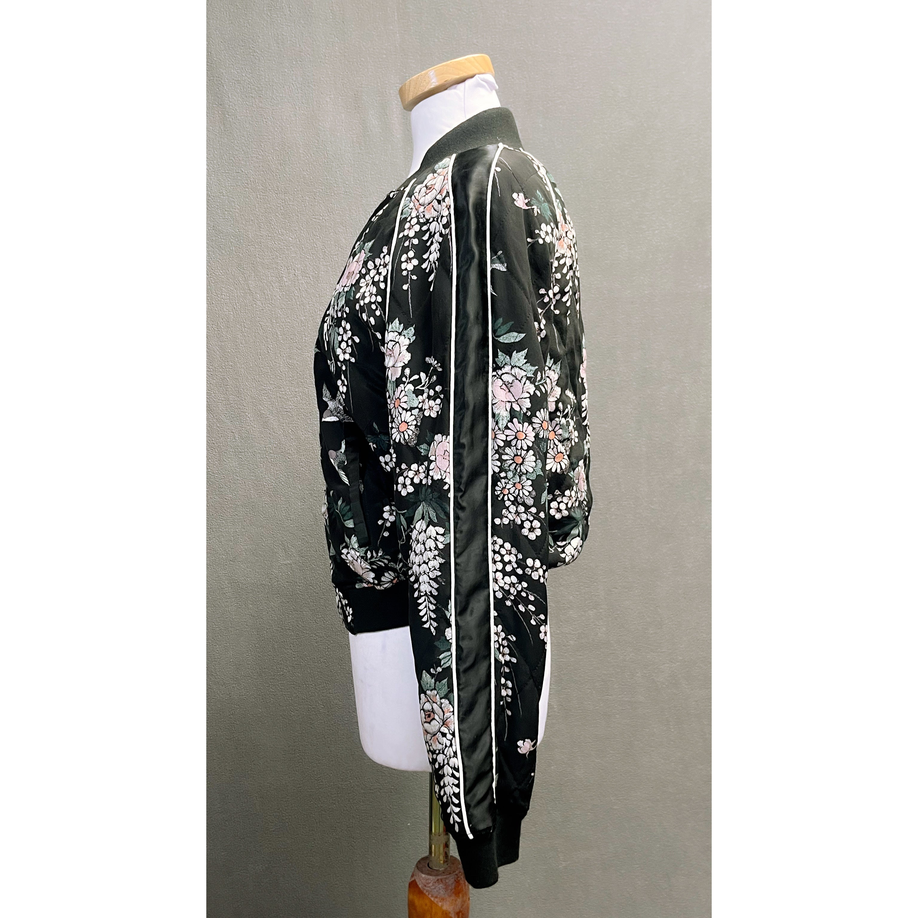 Joie black floral bomber jacket, size S