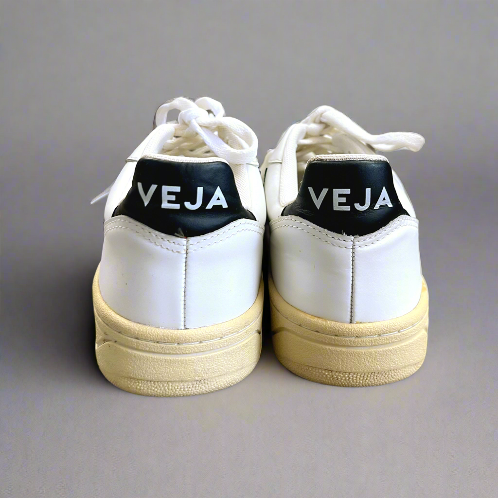 Veja white and black V10 sneakers, size 6