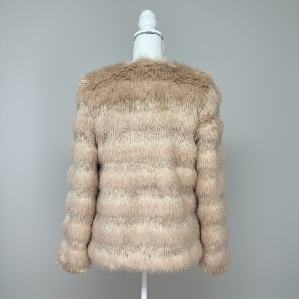 Live a Little blush faux fur jacket, size M