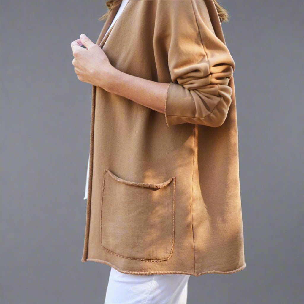 Frank & Eileen tan Beach cardigan, size S