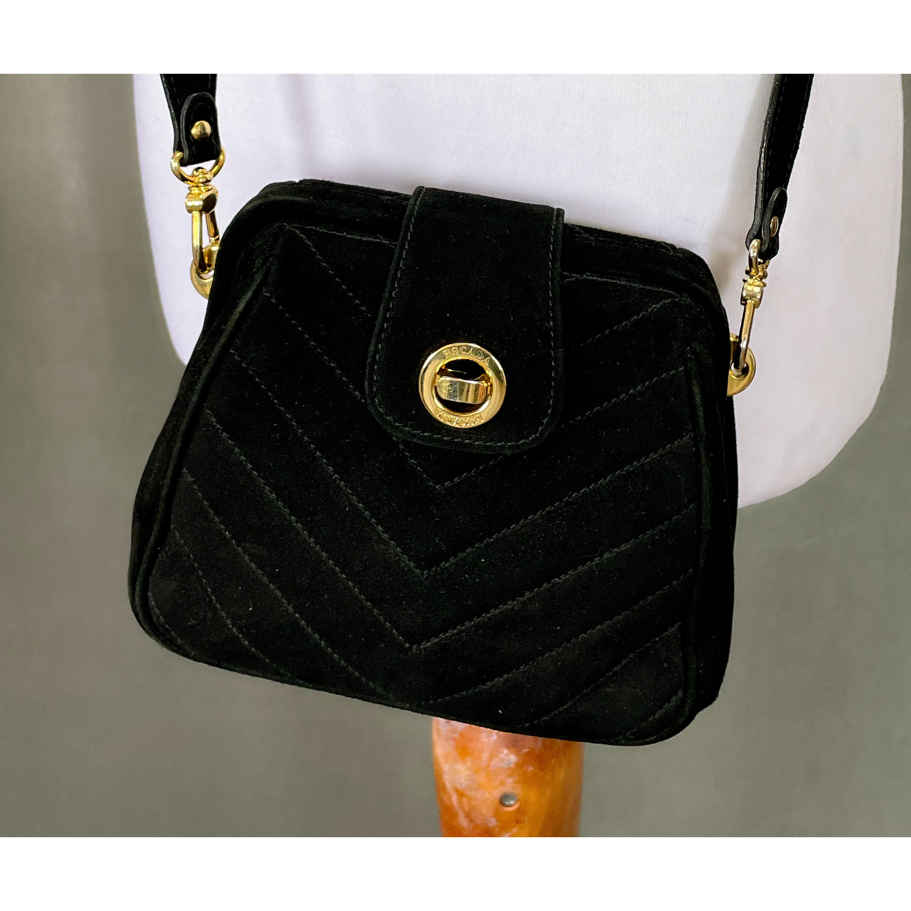 Escada black suede crossbody