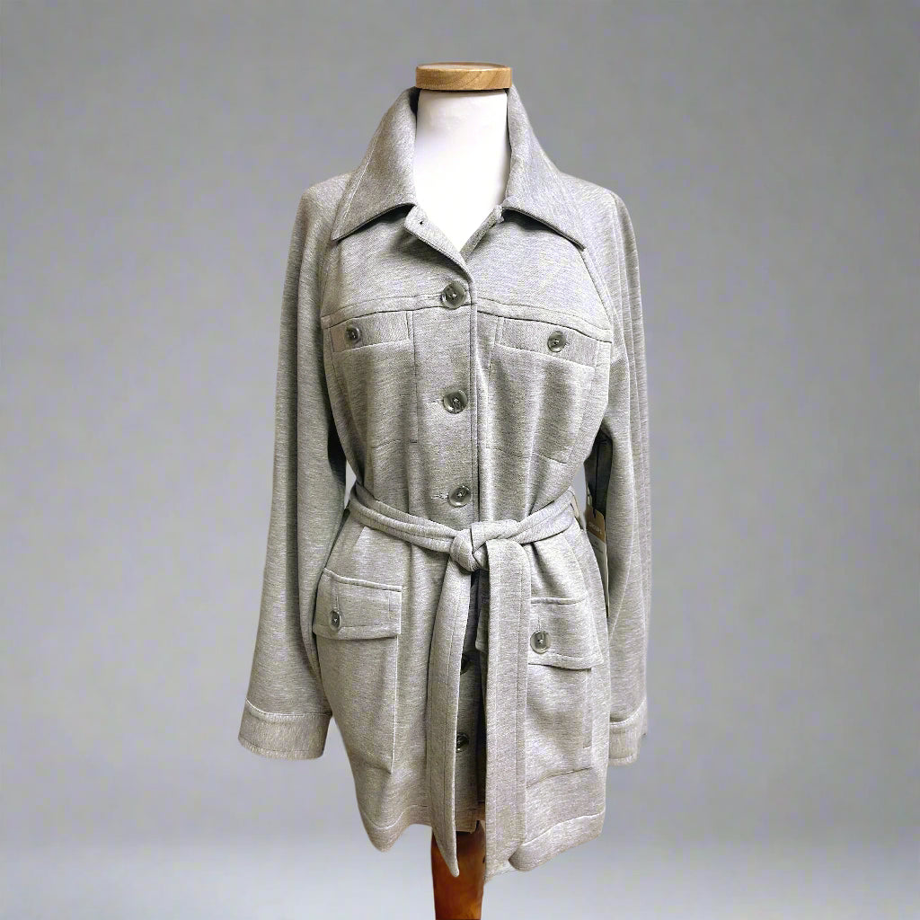 Cabi gray Grab and Go Trench coat, size L, NEW WITH TAGS!