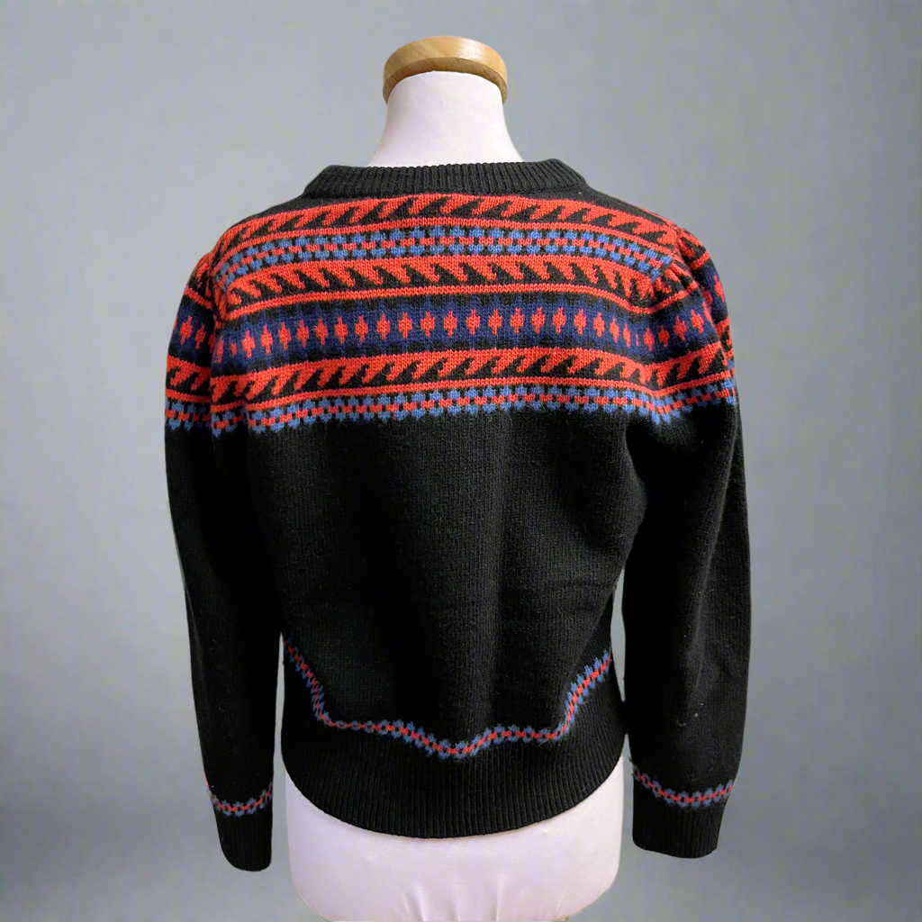 Hunter Bell black Jackie Fair Isle sweater, size M