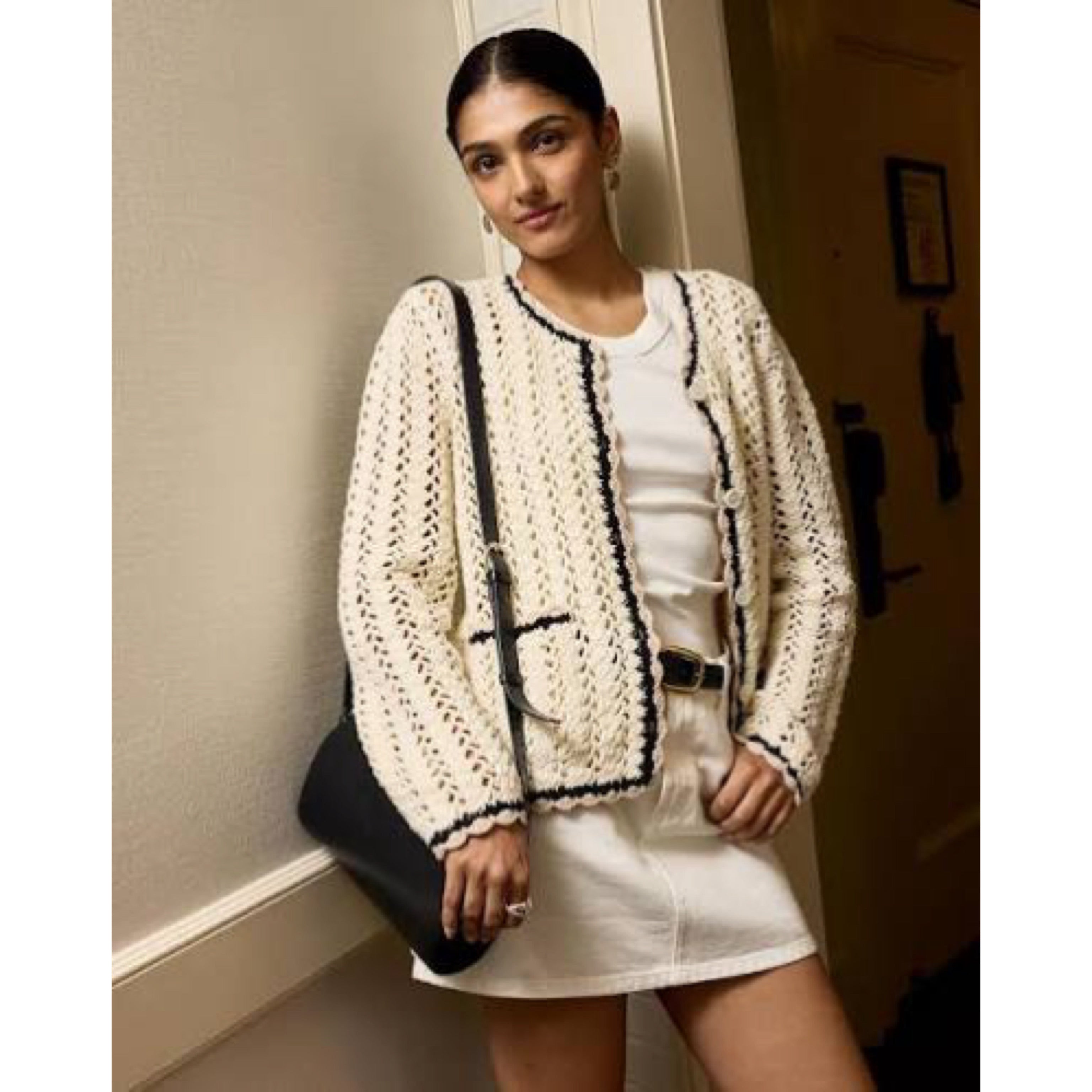 Alex Mill cream crochet Ella cardigan, size S