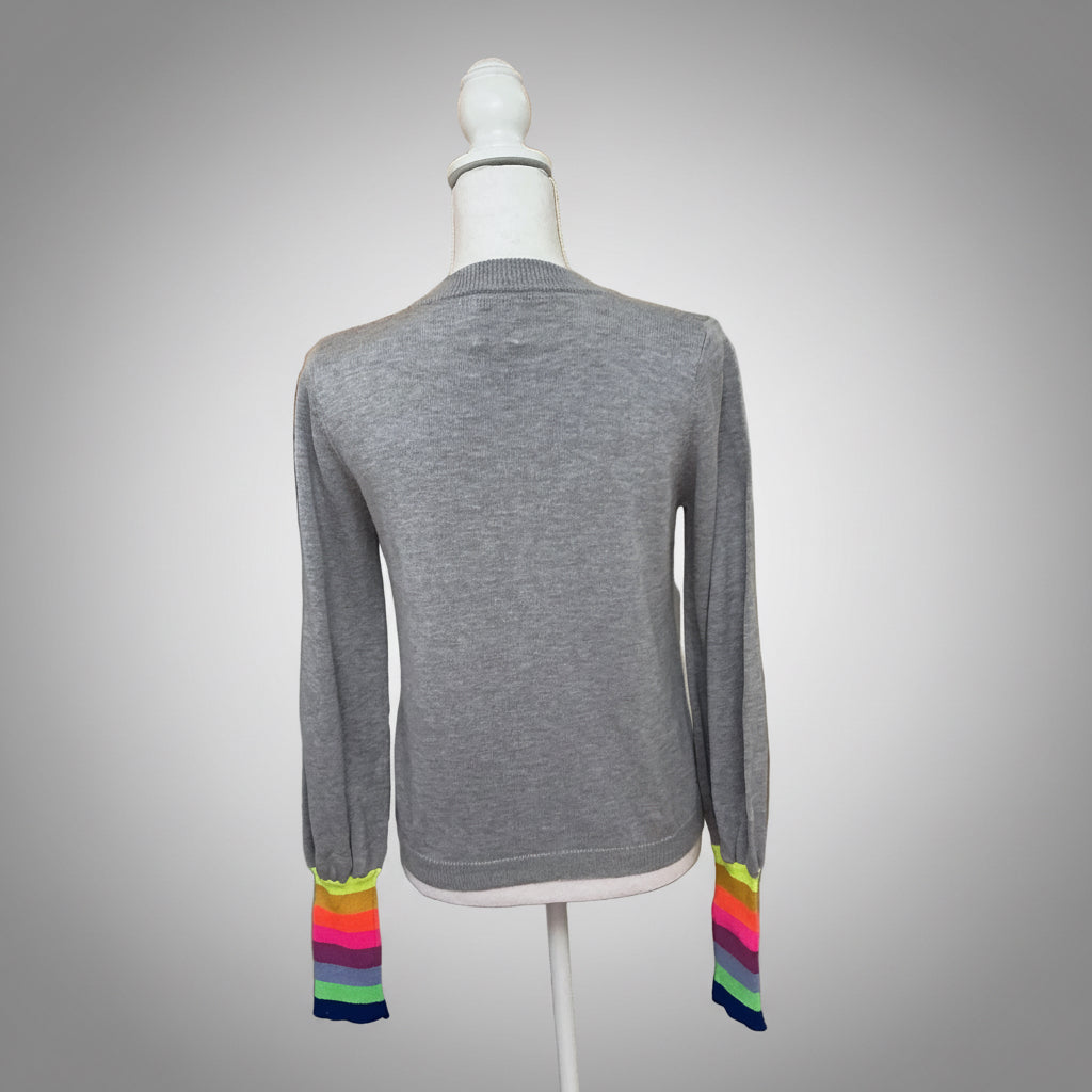 Whisper by Brodie gray sweater with neon cuffs, size XS
