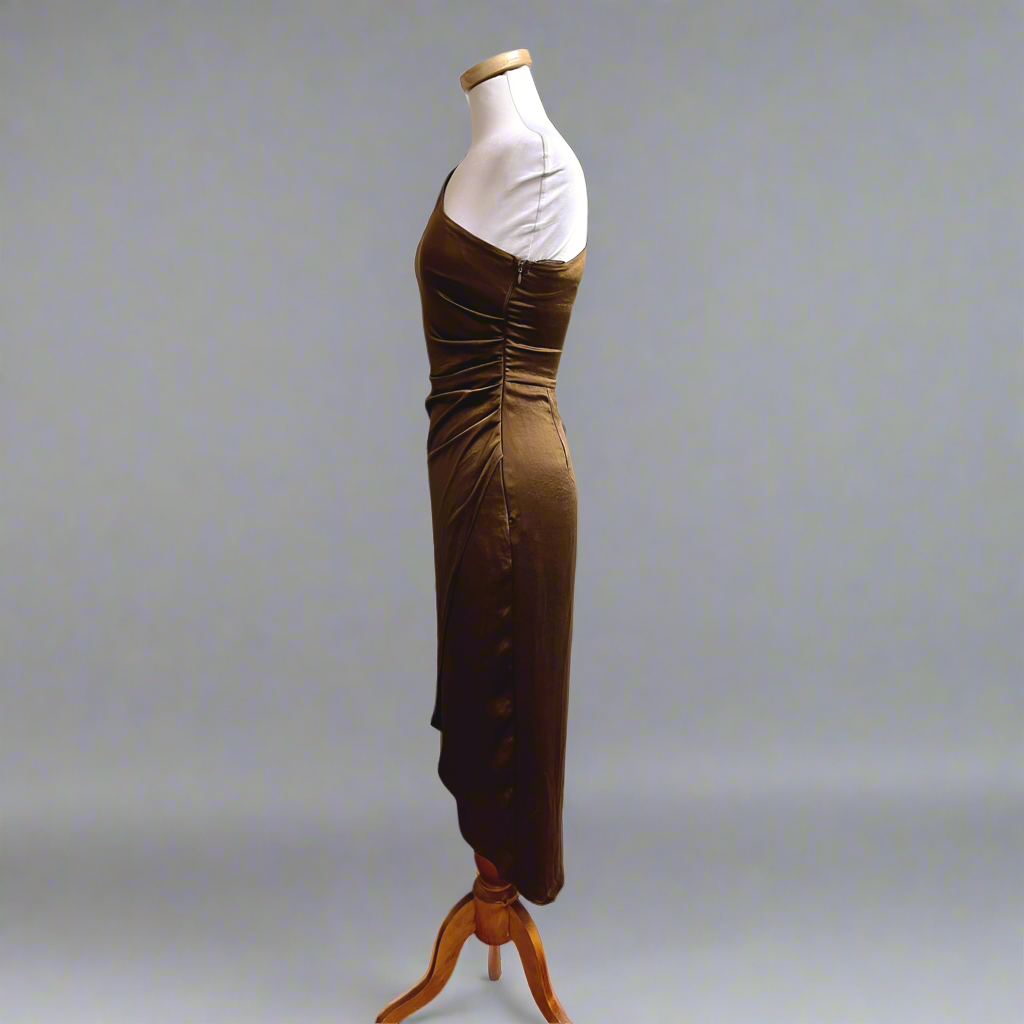 Emory Park brown satin dress, size S, NEW WITH TAGS!