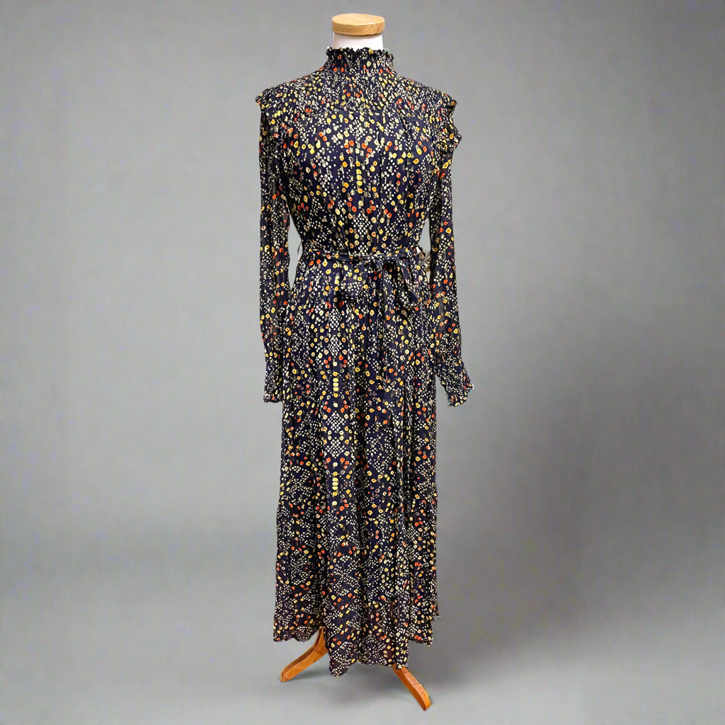 Oliphant navy floral maxi dress, size S, NEW WITH TAGS!
