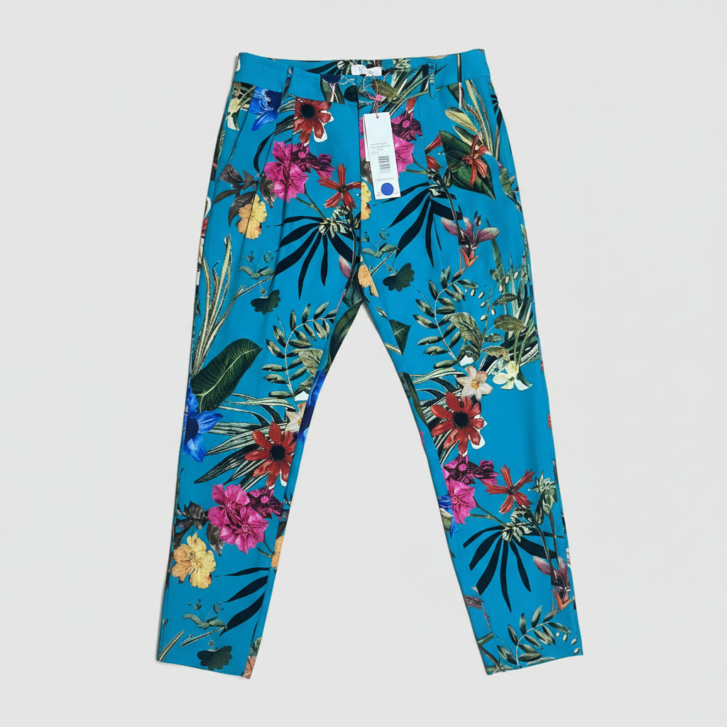 Parker turquoise print silk pants, size 2, NEW WITH TAGS!