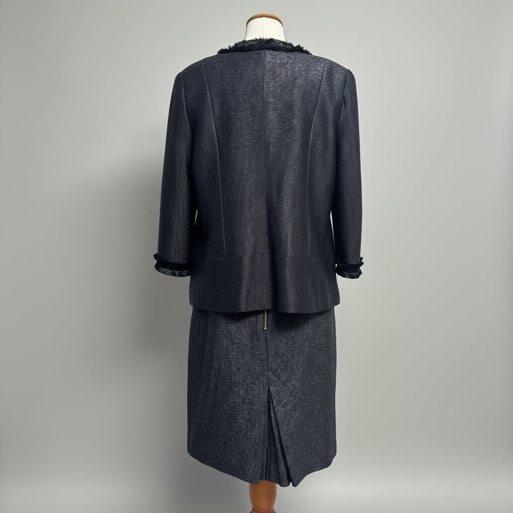 Sara Campbell black raffia weave suit, size 14