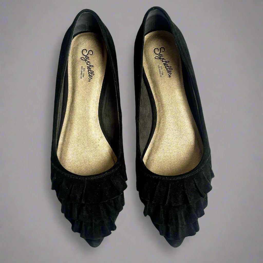 Seychelles black suede ballet flat, size 9, LIKE NEW!