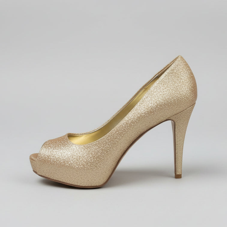 Nine West gold sparkle Camya shoes, size 6.5, NEW IN BOX!