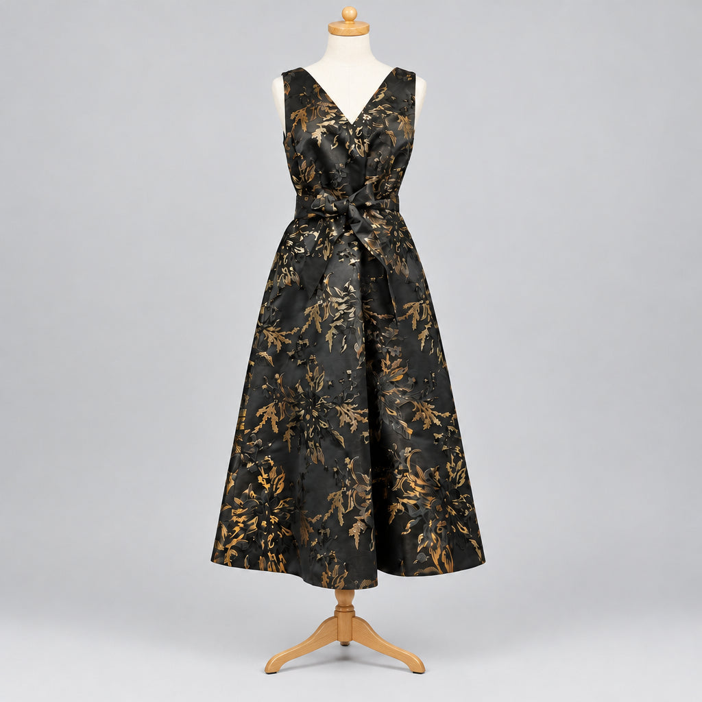 Talbots black and gold jacquard dress, size 4