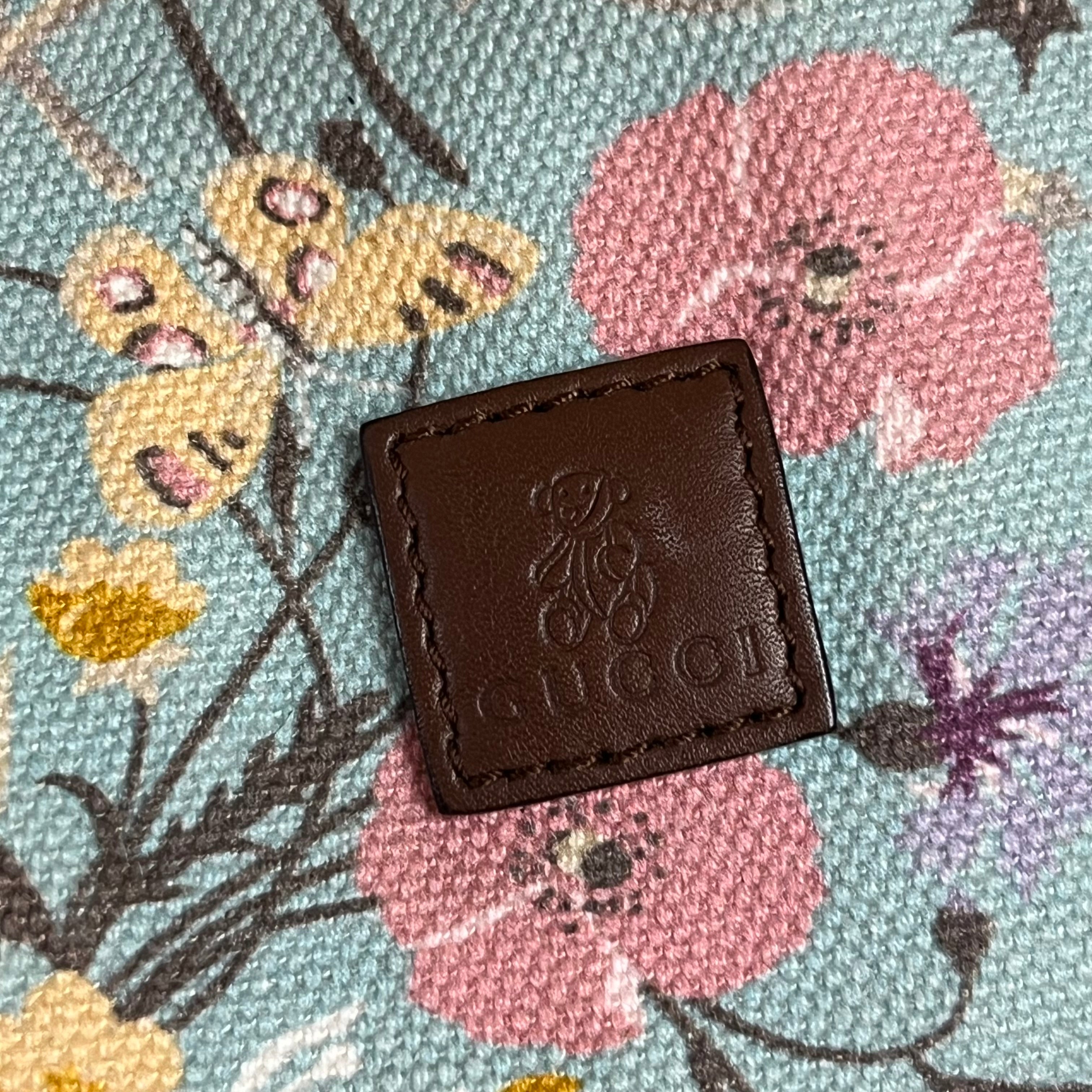 Gucci light blue floral tote