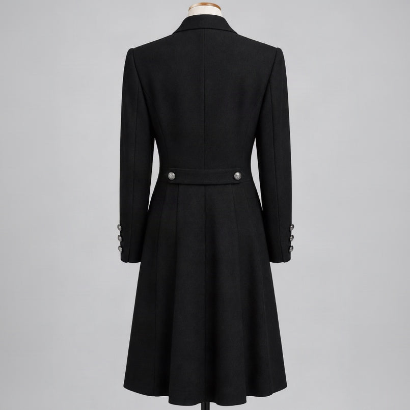 Zelda black pleated coat, size 10