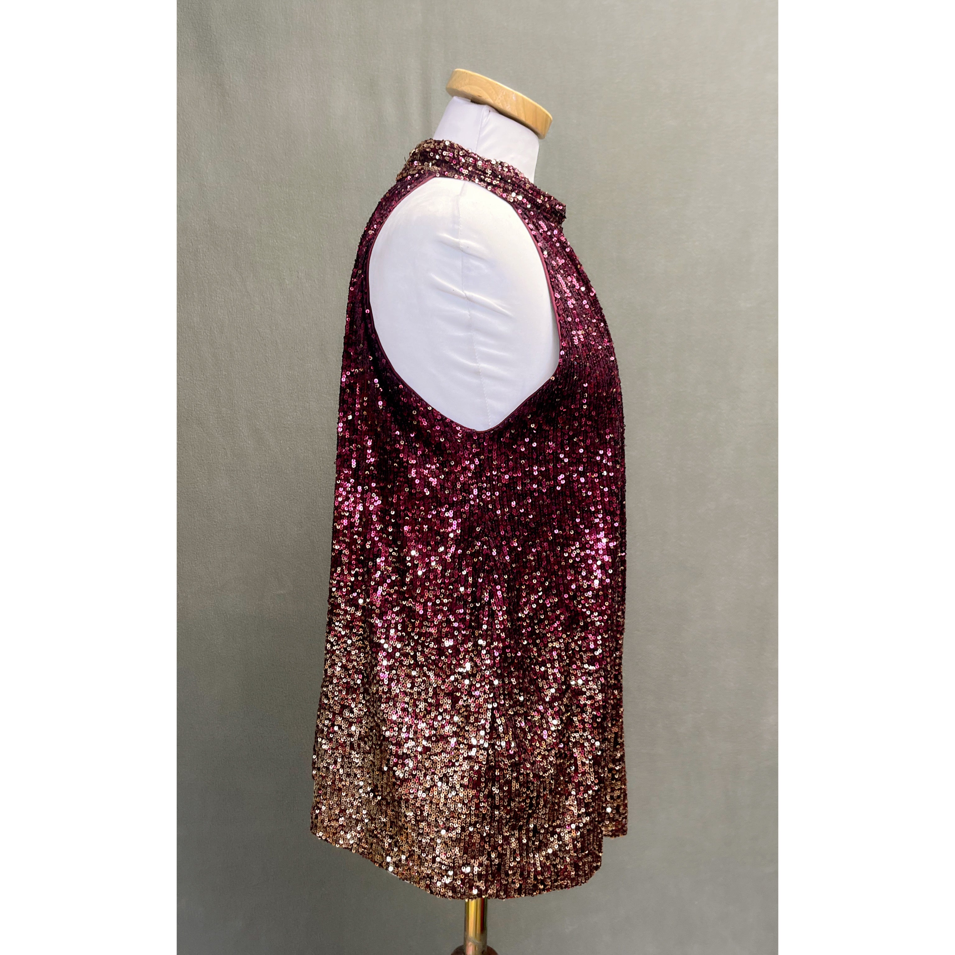 The Limited burgundy & gold sequin blouse, size XL, NEW WITH TAGS!