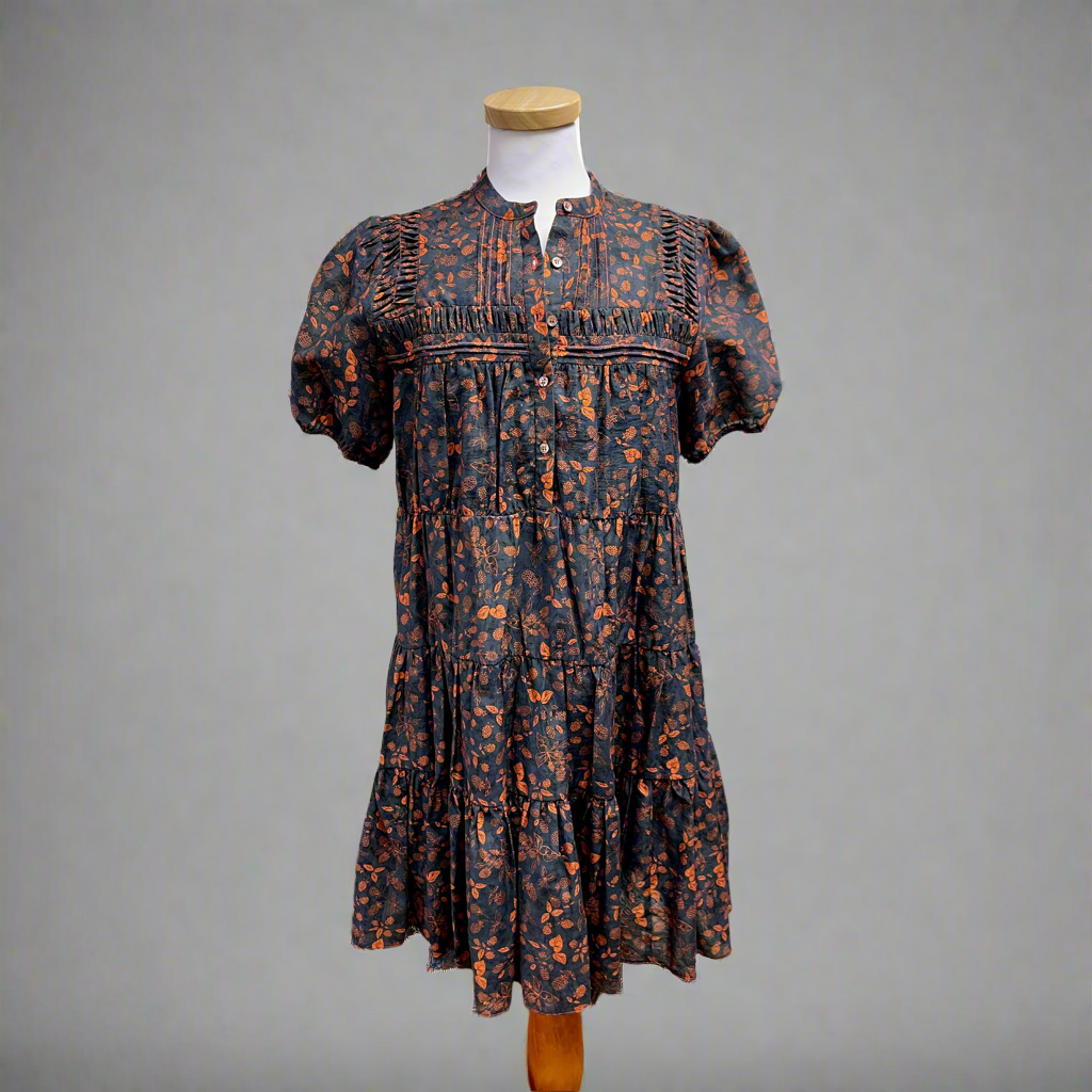 Current Air navy and orange floral dress, size M