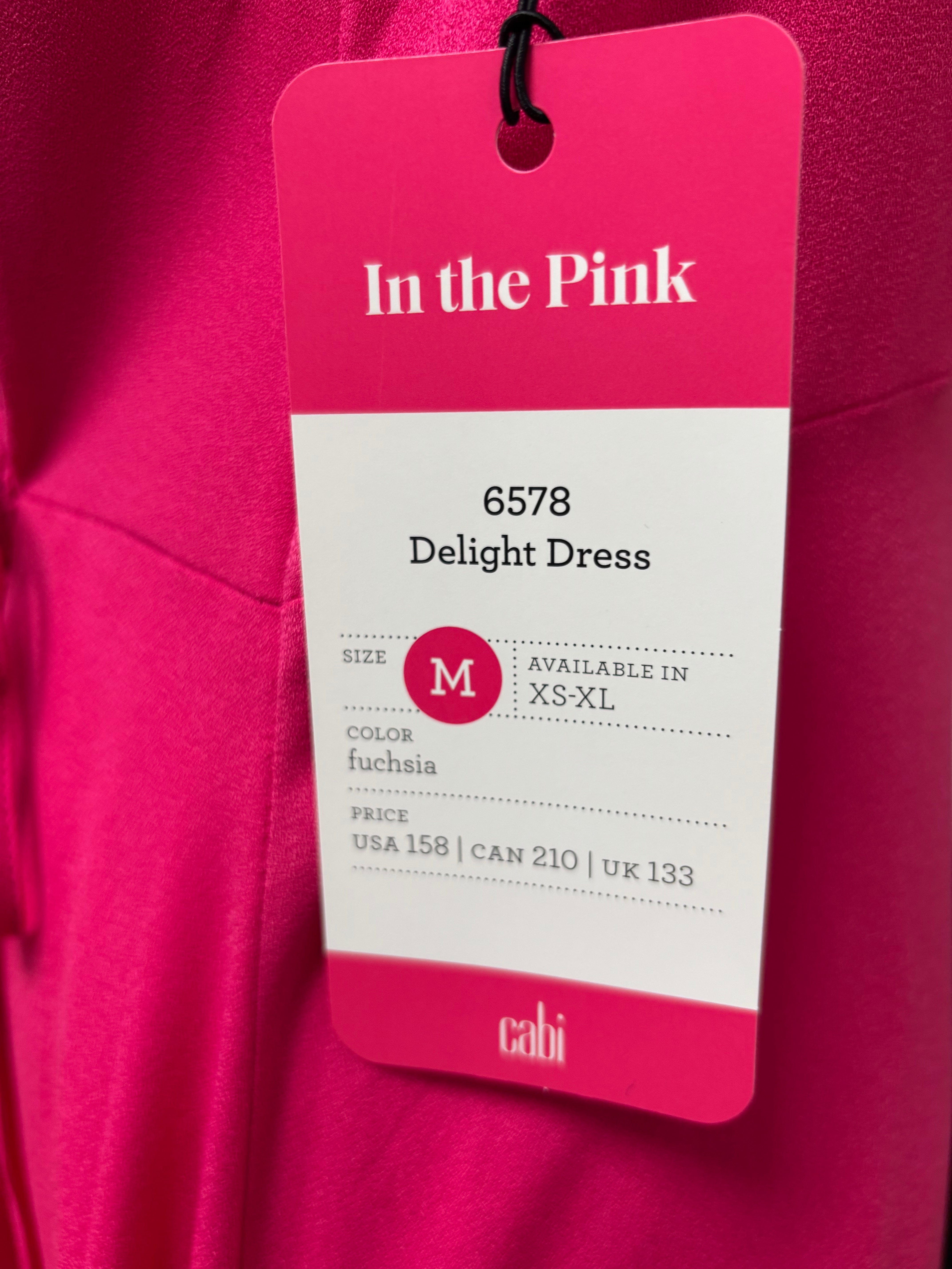 Cabi long sleeve pink Delight dress, Size M, NEW WITH TAGS!