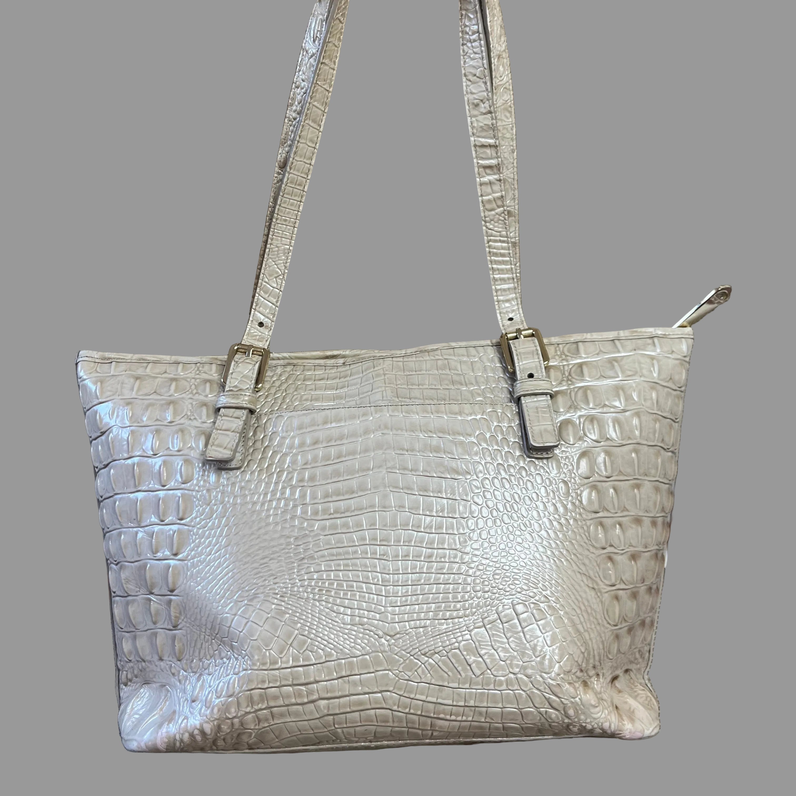 Brahmin cream "croc" tote, LIKE NEW!