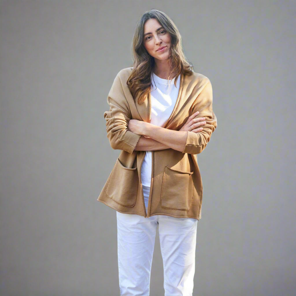 Frank & Eileen tan Beach cardigan, size S