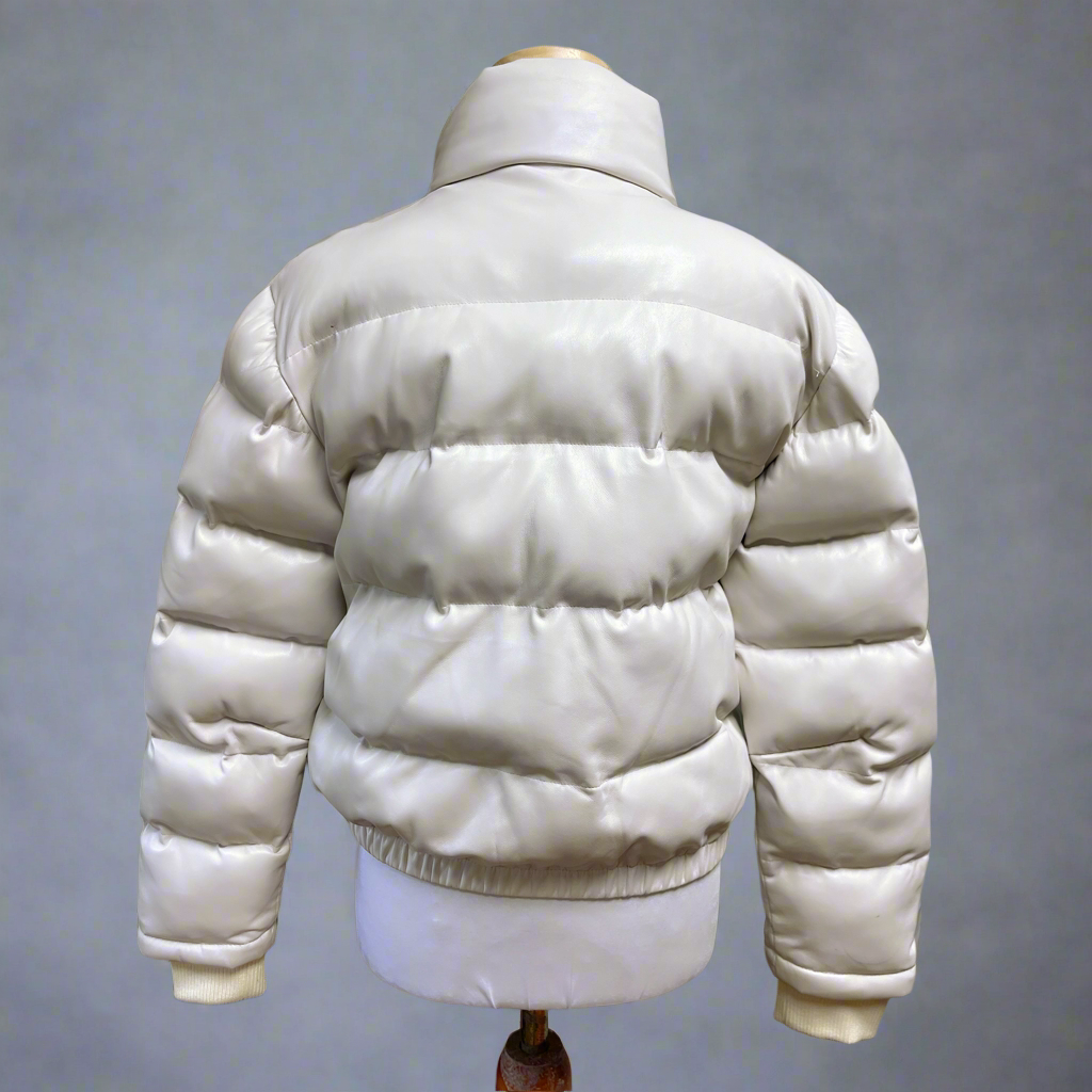 Generation Love ivory vegan leather puffer coat, size