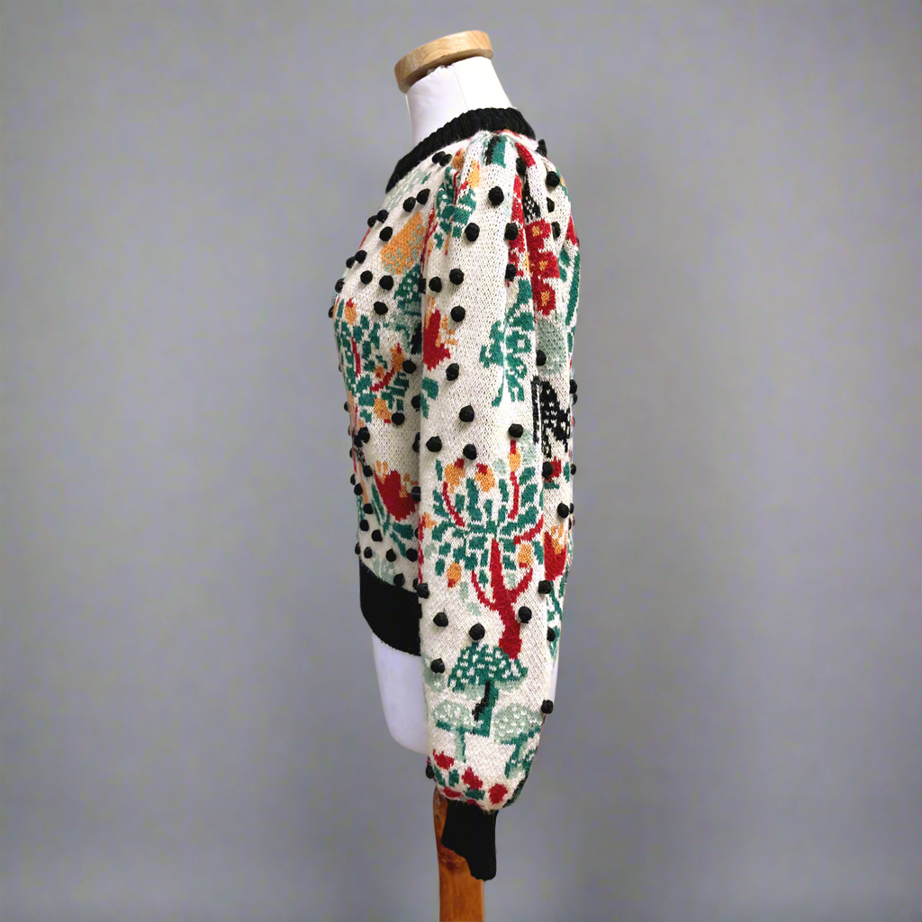 FARM Rio multi-color Mushroom Forest sweater, size S
