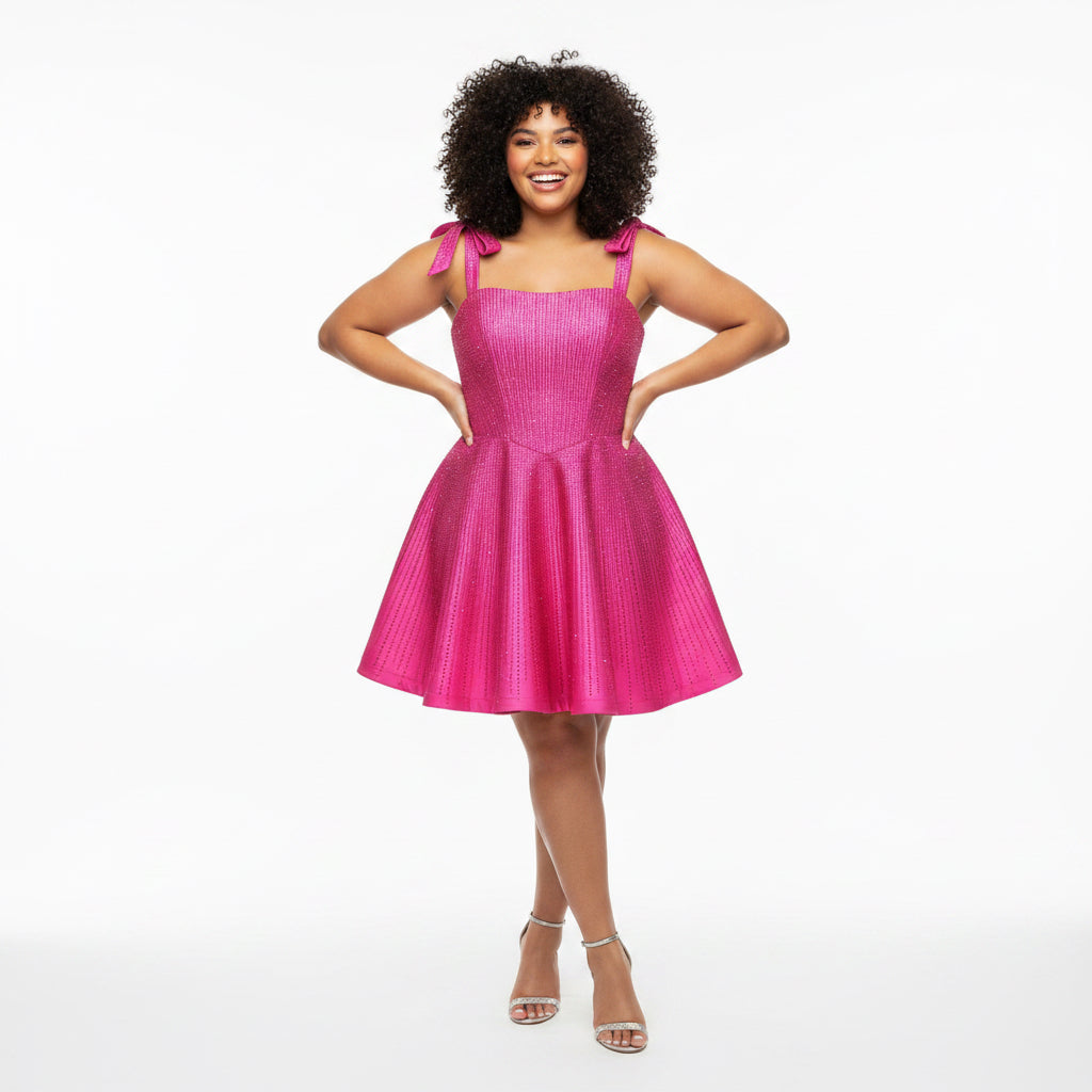 Sherri Hill hot pink beaded dress, size 14