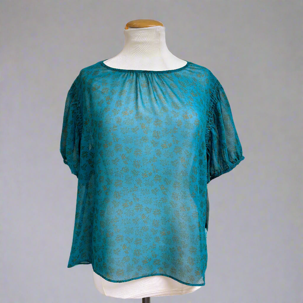 Cabi teal floral Sprit top, size M, NEW WITH TAGS!