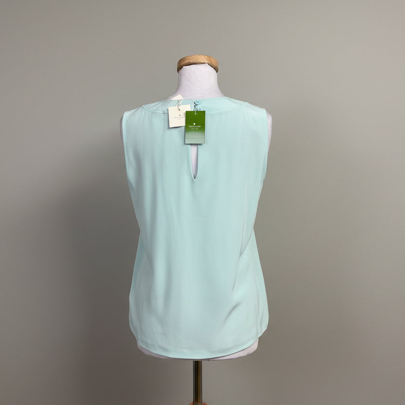 Kate Spade aqua silk Gemma blouse, size M, NEW WITH TAGS!