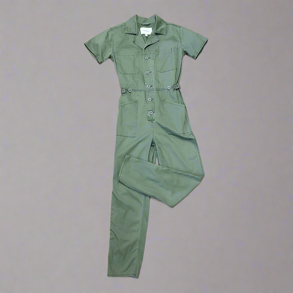 Pistola olive Grover short sleeve jumpsuit, size XXS