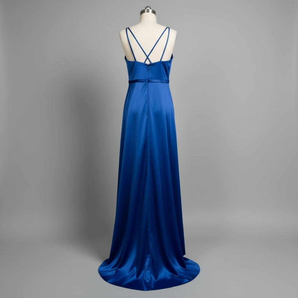 JJ's House blue satin dress, size 0, NEW WITH TAGS!