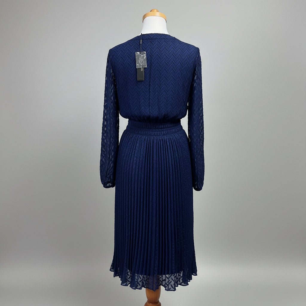 Elie Tahari navy pleated dress, size S, NEW WITH TAGS!