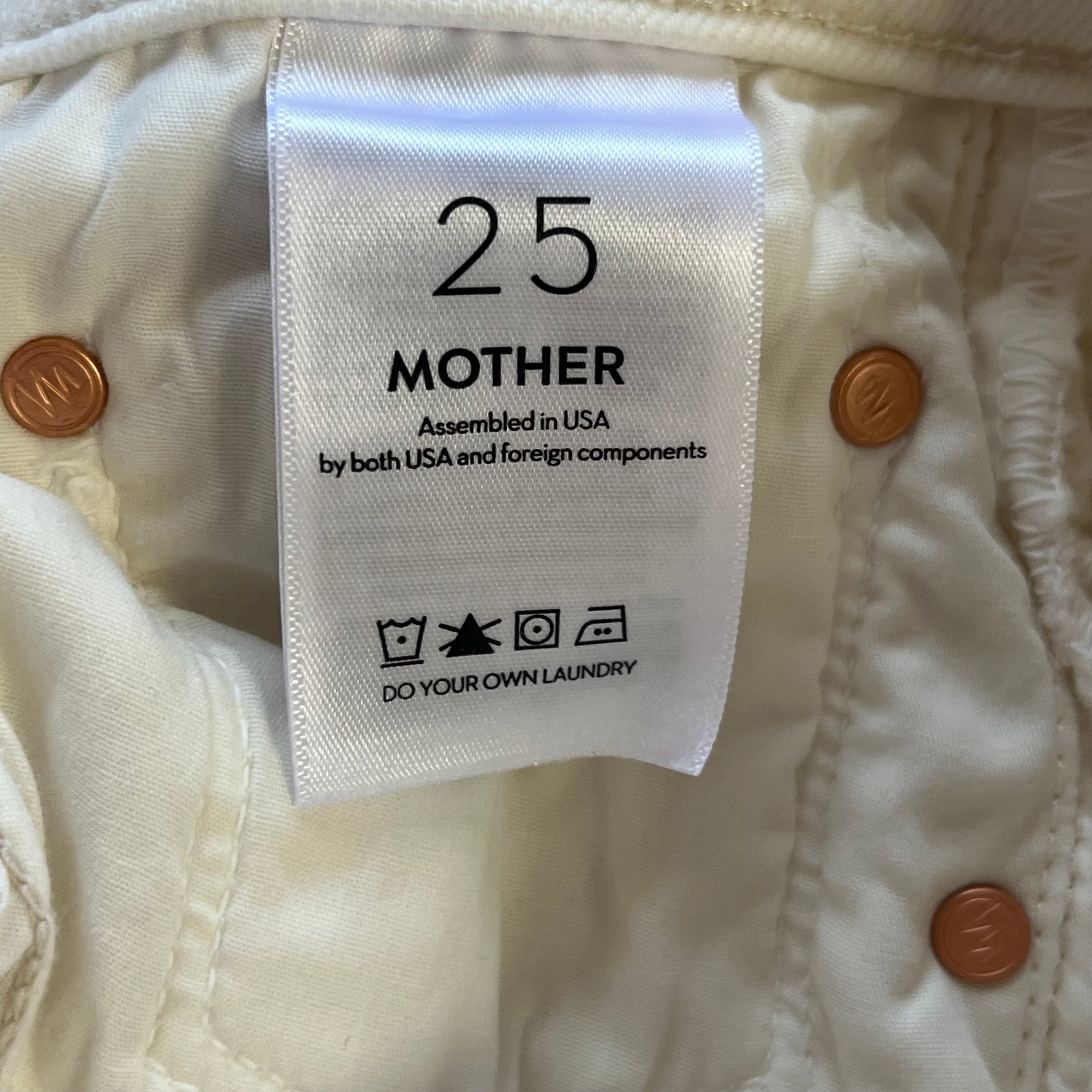 Mother ivory Lil Rambler Zip Ankle pant, Size 25, US Size 0