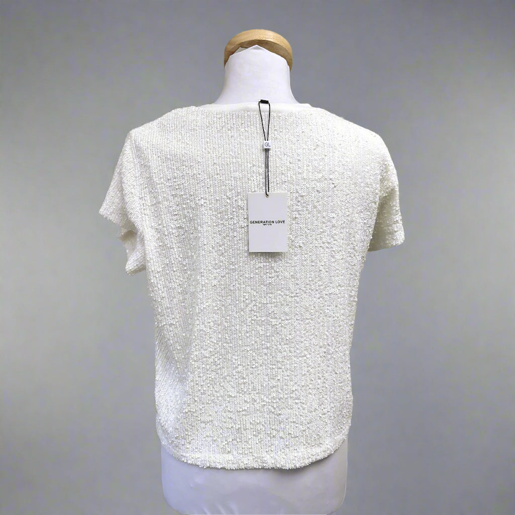 Generation Love white sequin top, size M, NEW WITH TAGS!