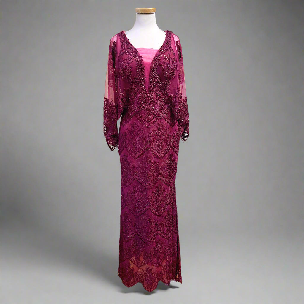 Montage Mon Cheri burgundy dress, size 14