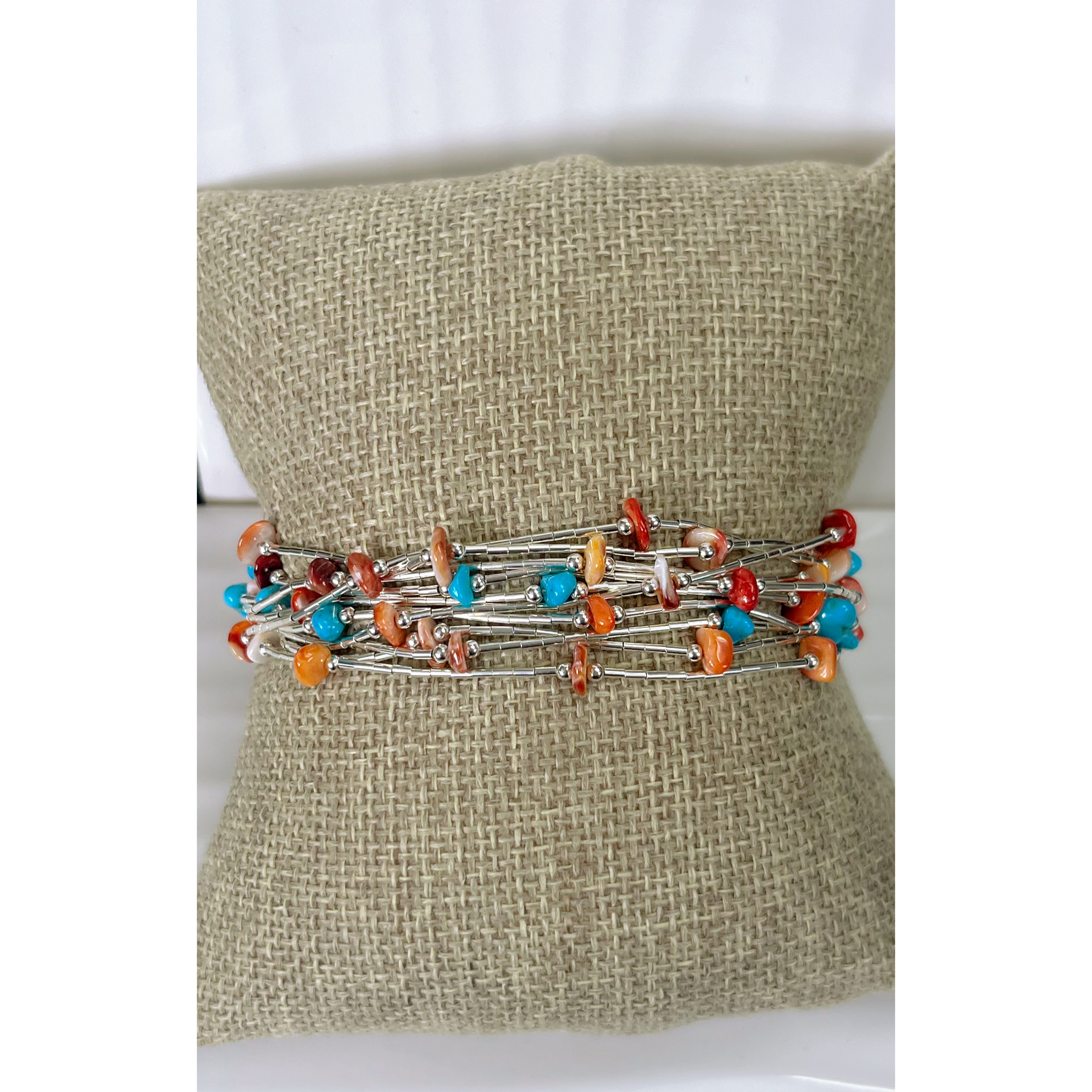 Blue Sleeping Beauty Turquoise and Spiny Oyster bracelet & necklace