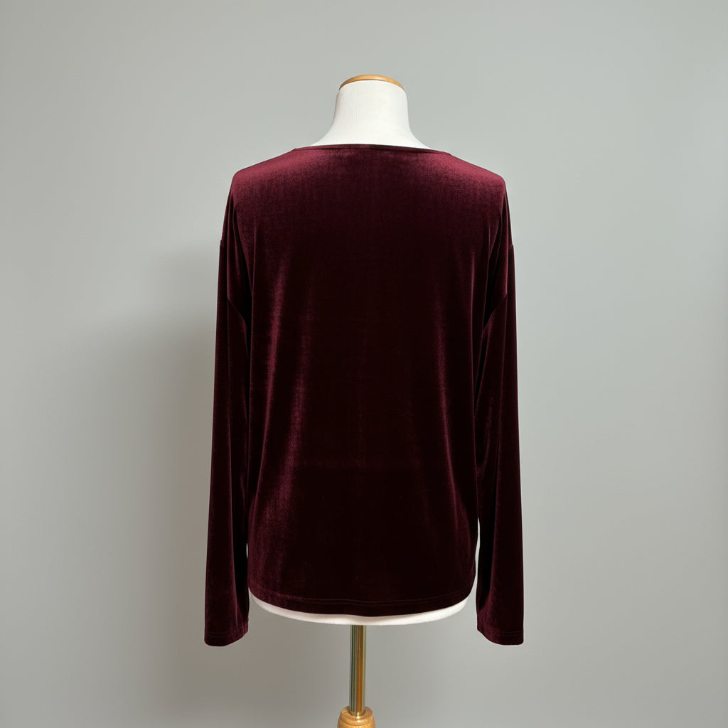 Eileen Fisher burgundy velvet blouse, size M