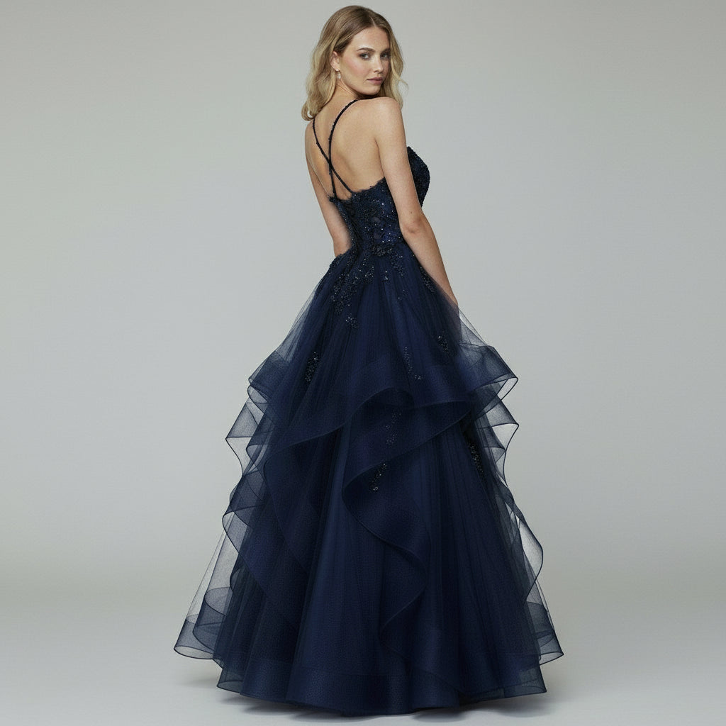 Alyce midnight blue dress, size 14, NEW WITH TAGS!