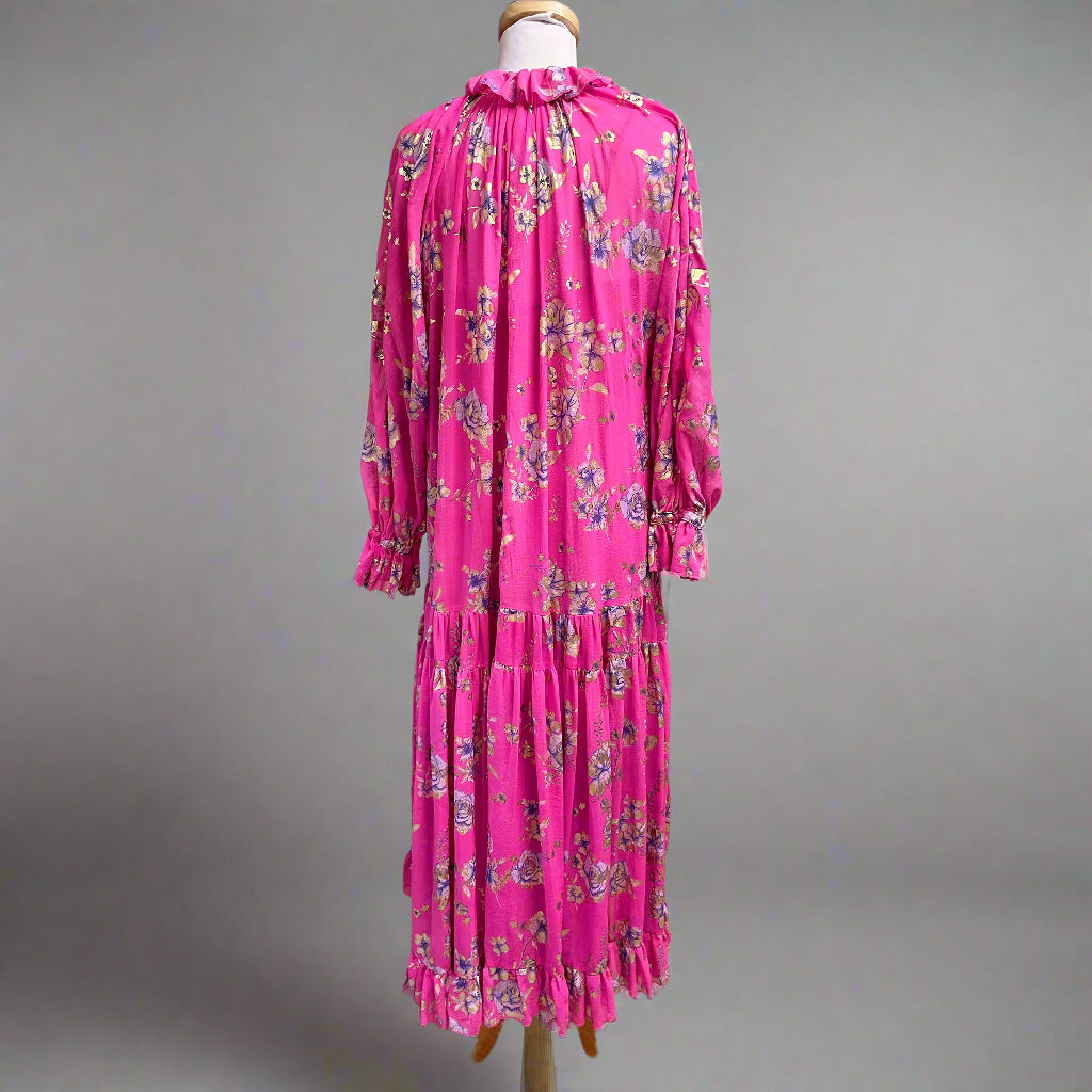 Free People hot pink and gold dress, size XS