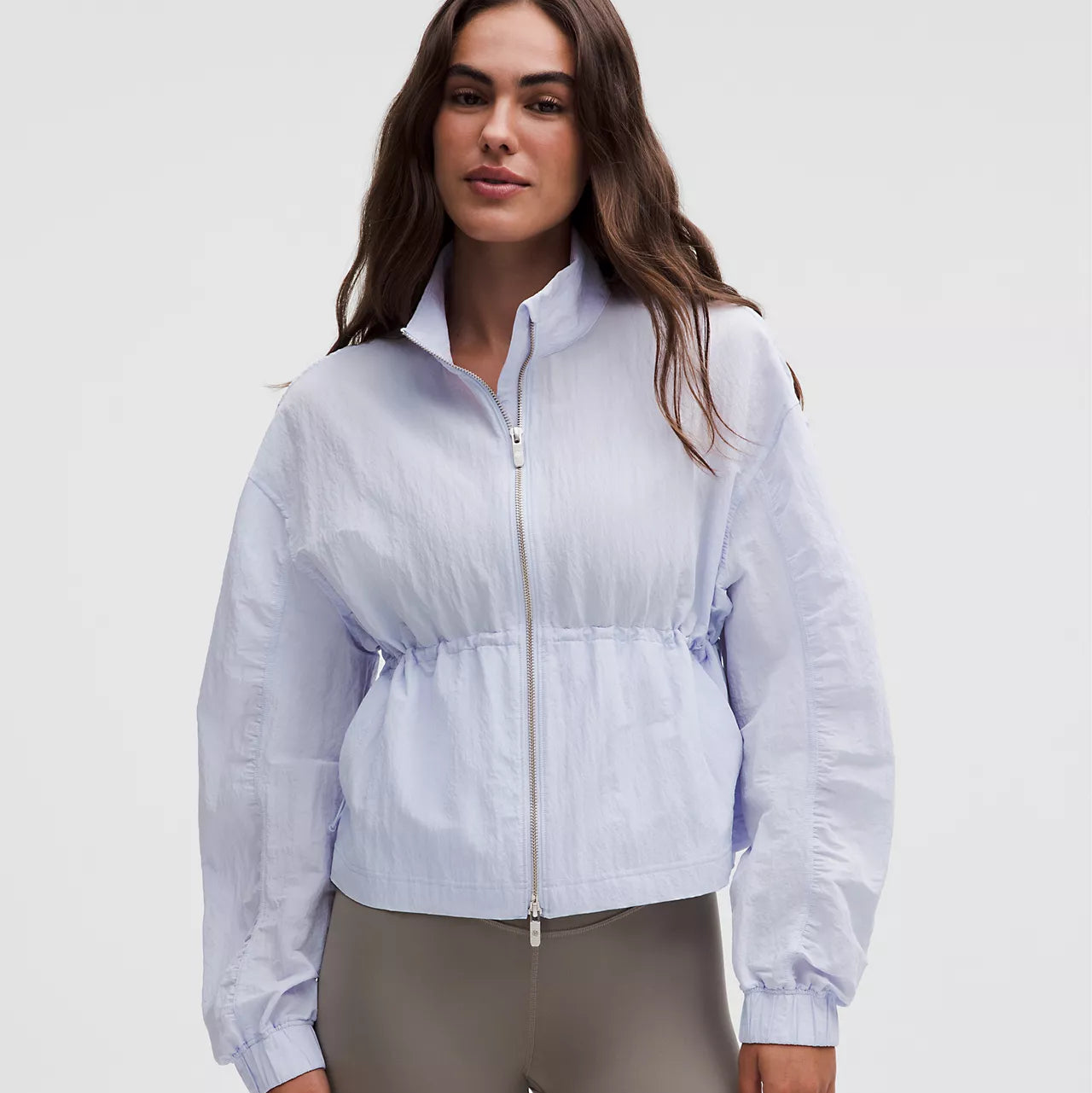 lululemon serene blue Crinkle Nylon Cinchable Jacket, size S