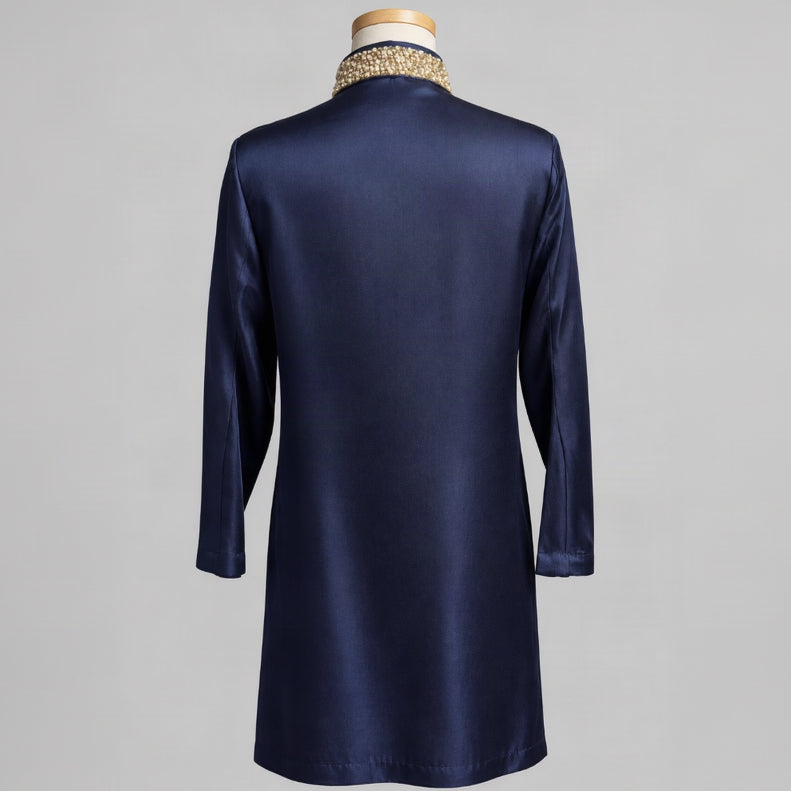 Bella Tu navy blouse with beading, size M, NEW WITH TAGS!