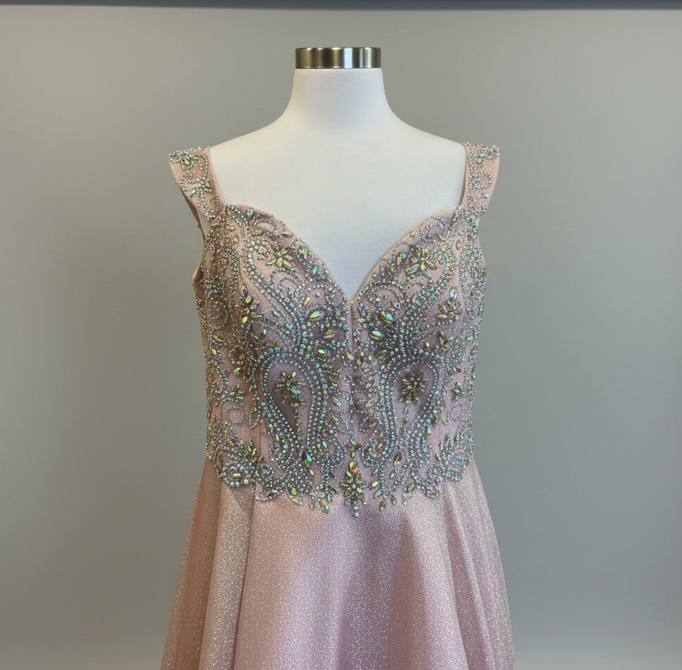 Rachel Allan blush pink dress, size 20