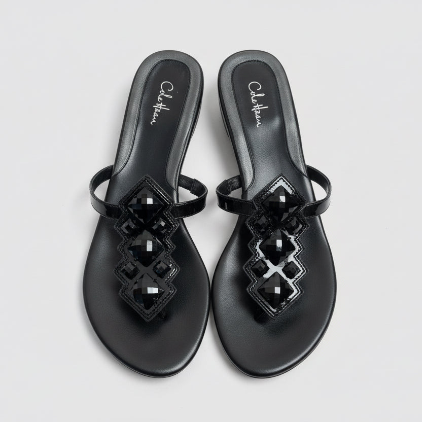 Cole Haan black jeweled sandals, size 10.5, BRAND NEW IN BOX!