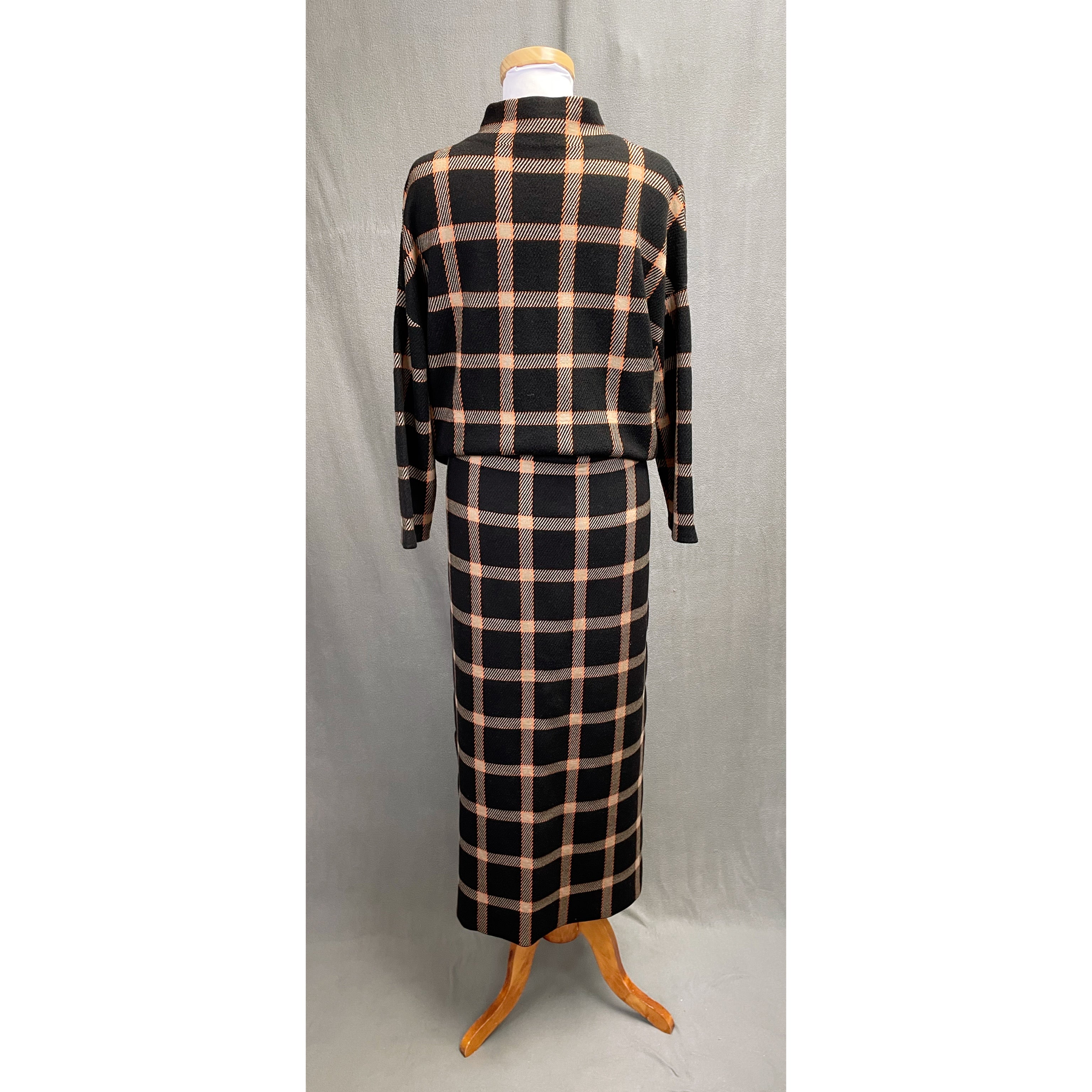 Akris black plaid dress, size M