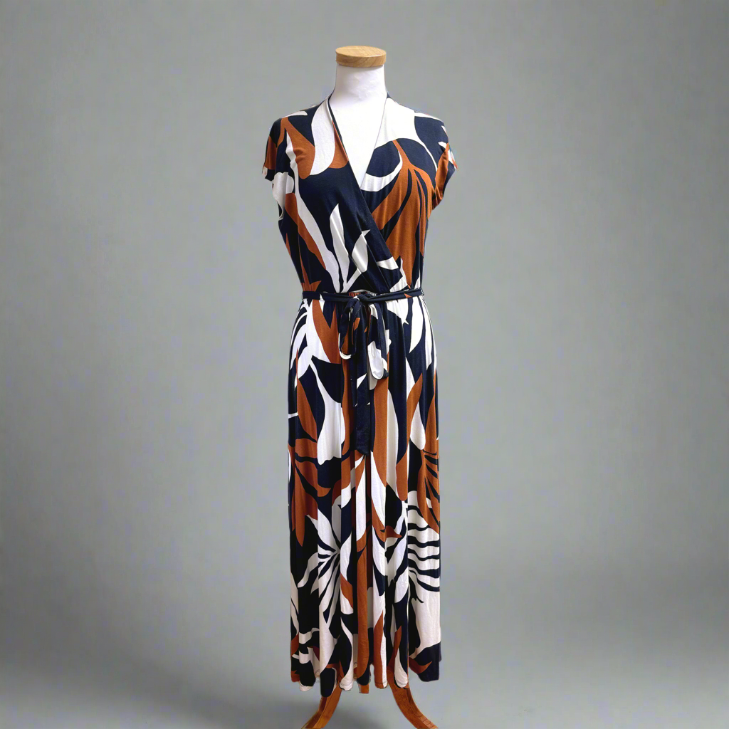 Boden navy print dress, size 8