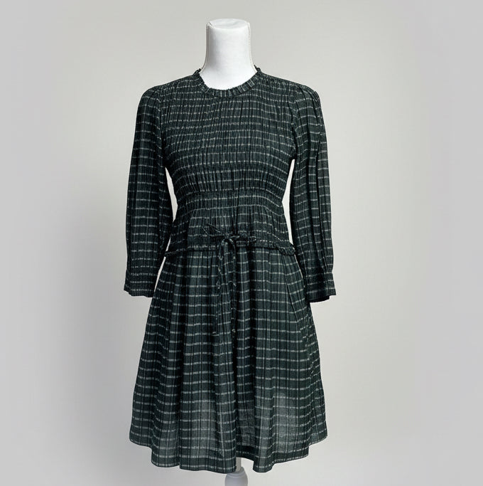 Apiece Apart evergreen plaid Aldea dress, size XS