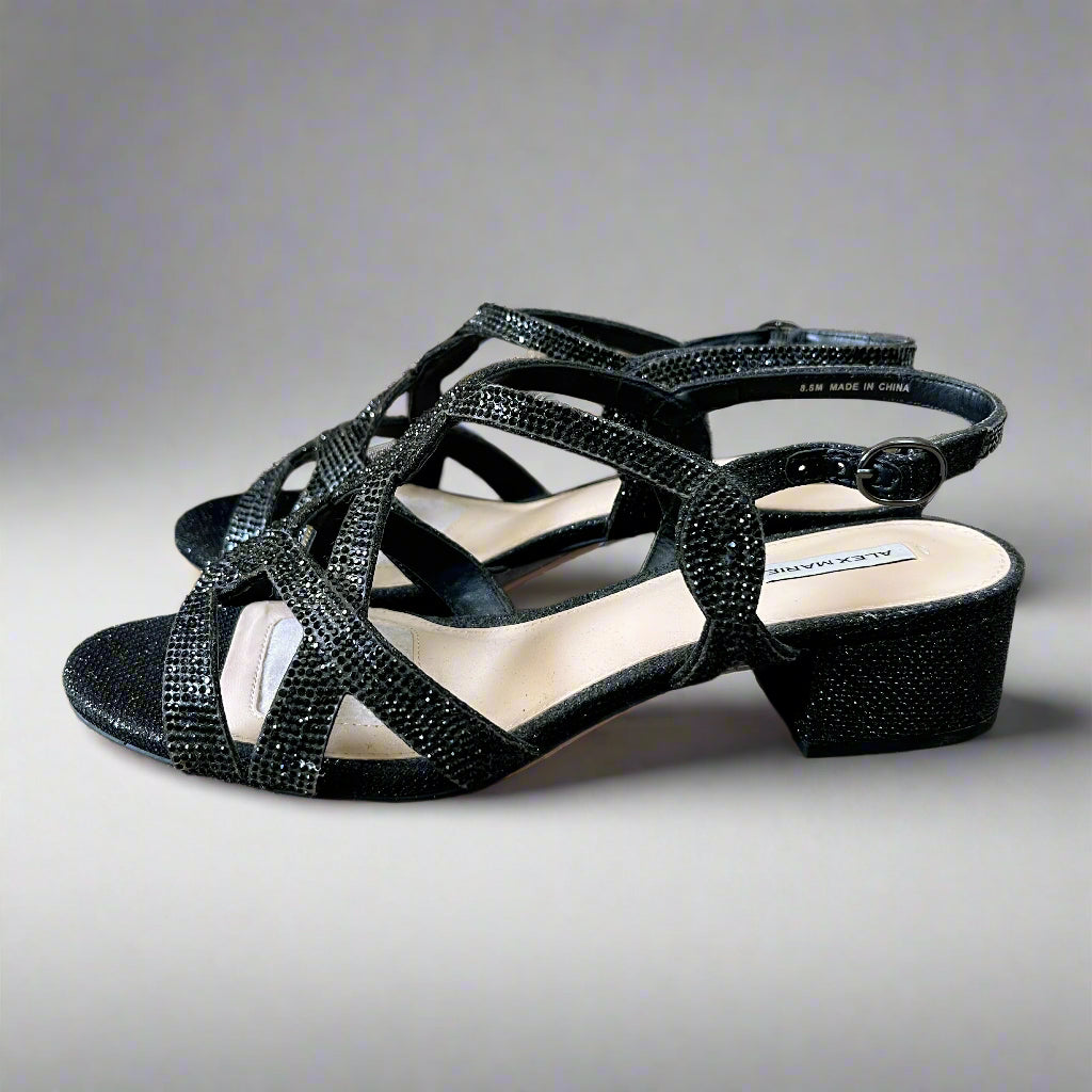 Alex Marie black sparkling sandal, size 8.5