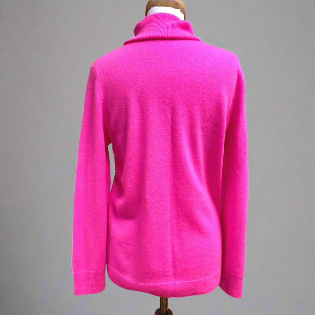 Talbots hot pink cashmere turtleneck sweater, size L/P