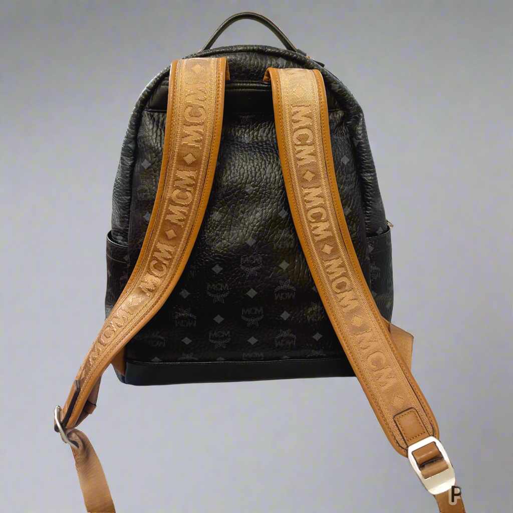 MCM black logo backpack