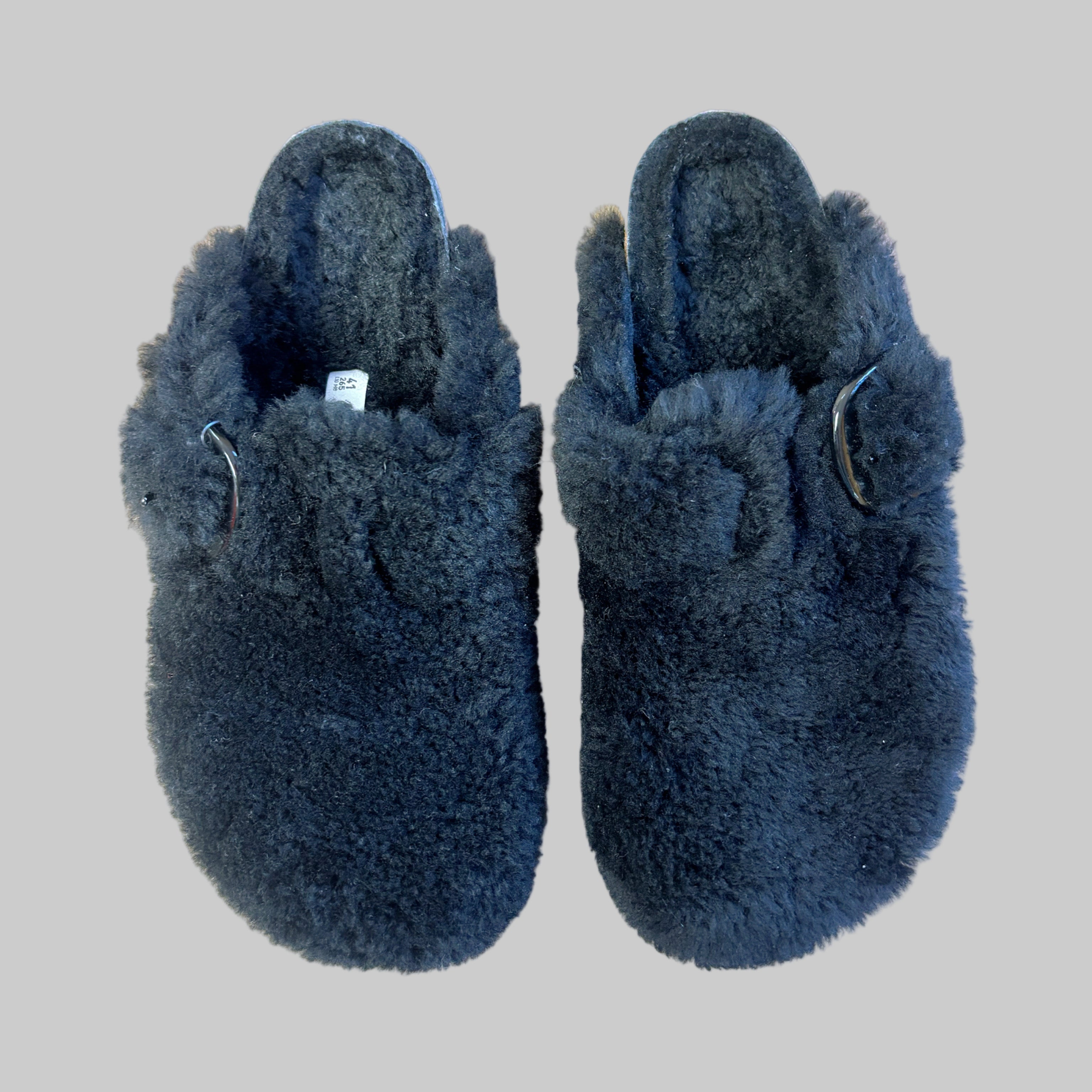 Birkenstock black shearling Boston clog, size 10