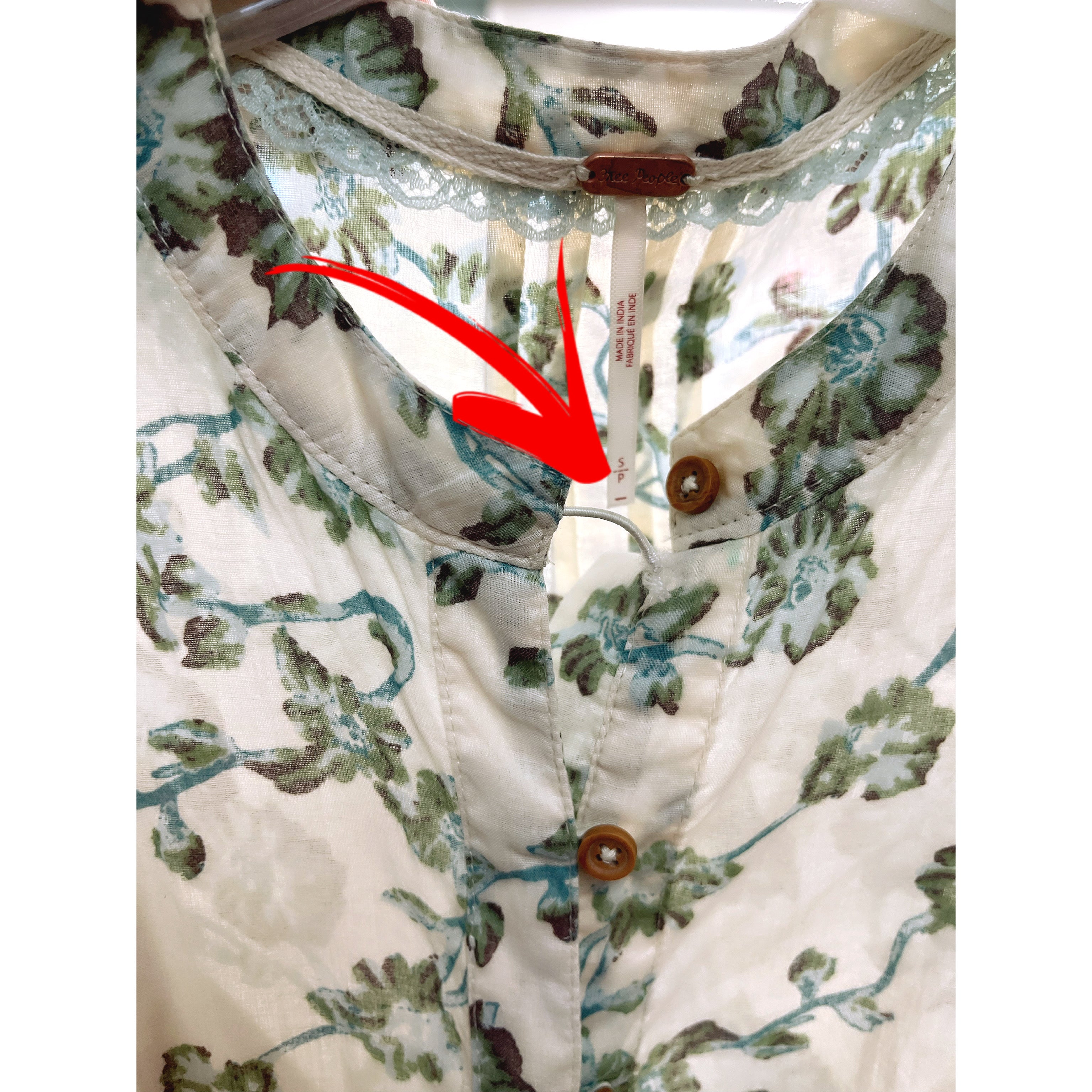 Free People cream, sage and blue floral Bella Mae Midi dress, size S